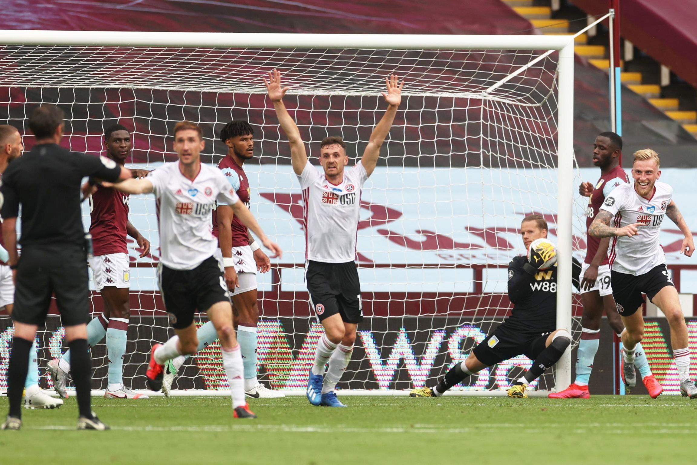 Aston Villa vs Sheffield United goal-line controversy as 'goal' is ...